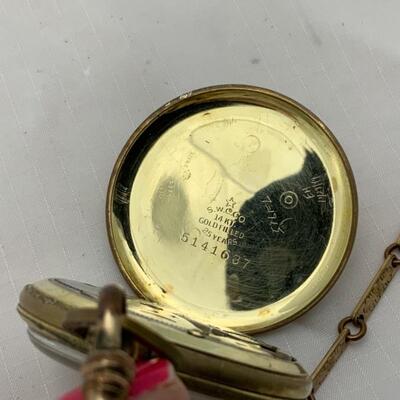 -11- ELGIN | Open Face Pocket Watch | 14K GF Watch | 15j | 1921 | 14K Chain-6g