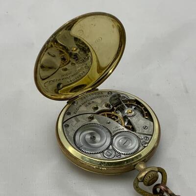 -11- ELGIN | Open Face Pocket Watch | 14K GF Watch | 15j | 1921 | 14K Chain-6g