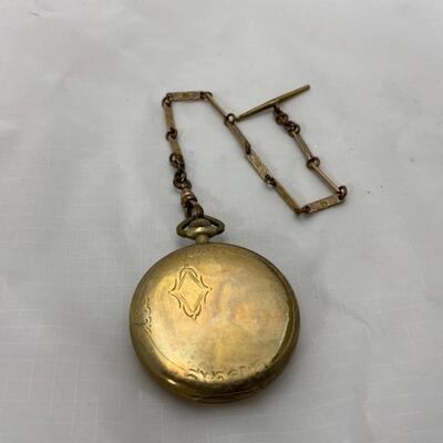 -11- ELGIN | Open Face Pocket Watch | 14K GF Watch | 15j | 1921 | 14K Chain-6g
