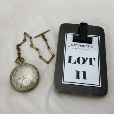 -11- ELGIN | Open Face Pocket Watch | 14K GF Watch | 15j | 1921 | 14K Chain-6g