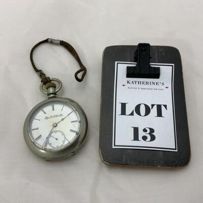 -13- ELGIN | Open Face Dueber Silverline Pocket Watch | 7j | 1893