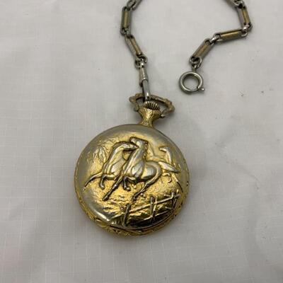 -17- Full Hunter Horses Pocket Watch | Ever Swiss | 17j
