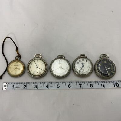 -20- Five Modern Pocket Watches | West Clox | Ever Swiss | For Parts