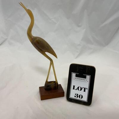-30- VINTAGE | 1960s Carved Horned Figure | Stork Egret Herron Crane