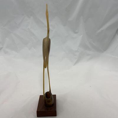 -30- VINTAGE | 1960s Carved Horned Figure | Stork Egret Herron Crane