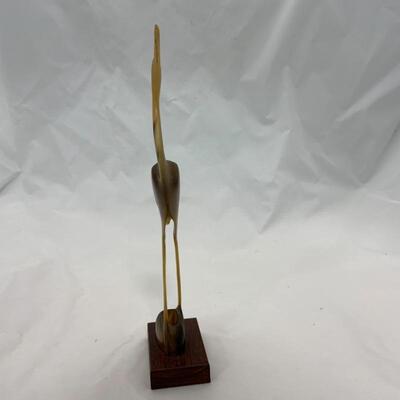 -30- VINTAGE | 1960s Carved Horned Figure | Stork Egret Herron Crane