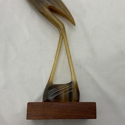 -30- VINTAGE | 1960s Carved Horned Figure | Stork Egret Herron Crane