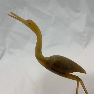 -30- VINTAGE | 1960s Carved Horned Figure | Stork Egret Herron Crane