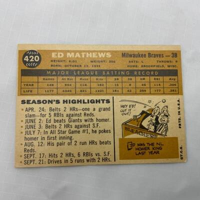 -51- MATHEWS | 1960 TOPPS Card #420 | Milwaukee Braves