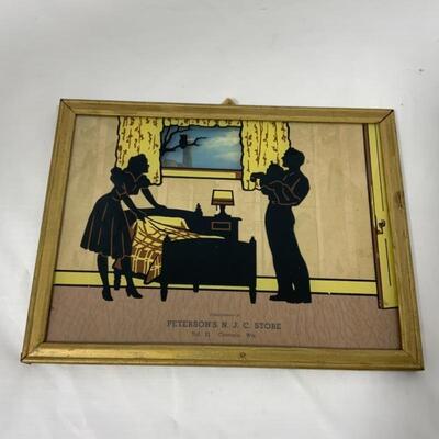 -75- Two Framed Silhouette Advertising Pieces | c. 1950