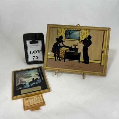 -75- Two Framed Silhouette Advertising Pieces | c. 1950