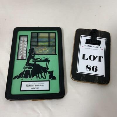 -86- VINTAGE | Silhouette Advertising Thermometer | c. 1950