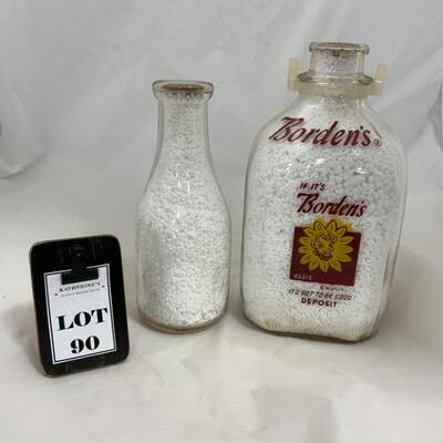 -90- VINTAGE | Milk Bottles | Bordenâ€™s | G E Schalow - Green Lake WI