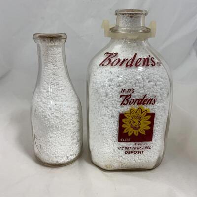 -90- VINTAGE | Milk Bottles | Bordenâ€™s | G E Schalow - Green Lake WI