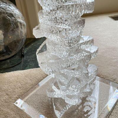 MCM Haziza lucite sculptural pedestal table like stacked ice