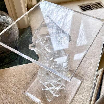 MCM Haziza lucite sculptural pedestal table like stacked ice