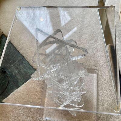 MCM Haziza lucite sculptural pedestal table like stacked ice