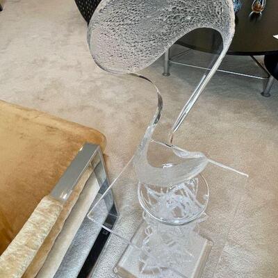 Mid Century Modern Abstract lucite sculpture signed Edel