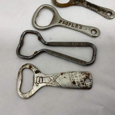 -91- 4 Bottle Openers | Chief Oshkosh | Peopleâ€™s | Miller High Life
