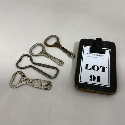 -91- 4 Bottle Openers | Chief Oshkosh | Peopleâ€™s | Miller High Life