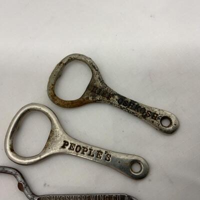 -91- 4 Bottle Openers | Chief Oshkosh | Peopleâ€™s | Miller High Life