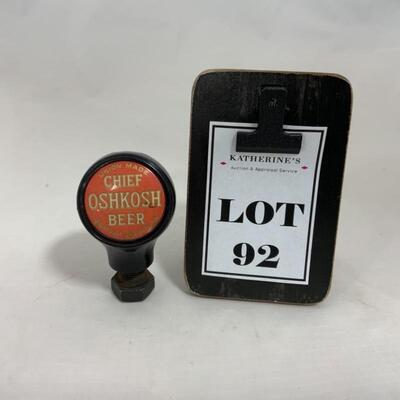 -92- VINTAGE | Chief Oshkosh Beer | Tap Knob | EXCELLENT 
