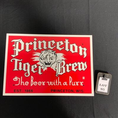 -95- VINTAGE | Princeton Tiger Brew | Enamel Sign | 1970s