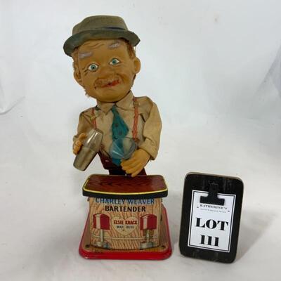 -111- VINTAGE | Charley Weaver Bartender | Battery-Operated Toy