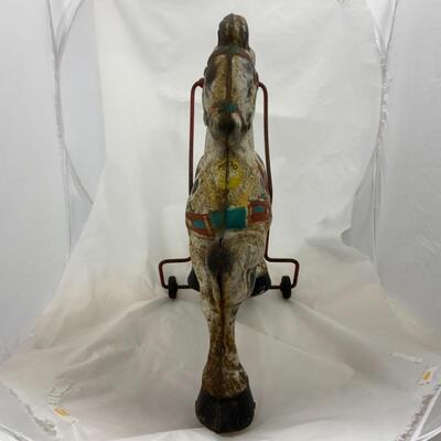 -116- VINTAGE | 1950s | Tin MOBO Horse Toy | RARE 19â€ Tall