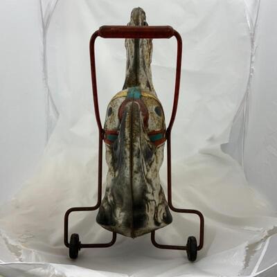 -116- VINTAGE | 1950s | Tin MOBO Horse Toy | RARE 19â€ Tall