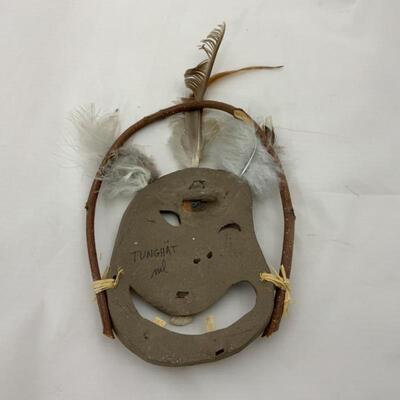 -120- Tunghat | Alaskan Native | Hand Crafted Terracotta Mask with Bone Teeth