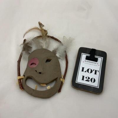 -120- Tunghat | Alaskan Native | Hand Crafted Terracotta Mask with Bone Teeth