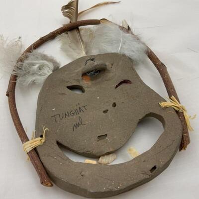 -120- Tunghat | Alaskan Native | Hand Crafted Terracotta Mask with Bone Teeth