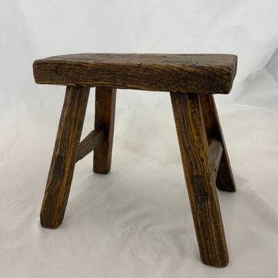 -121- Primitive Style Small Rectangular Stool | 8.5â€ tall