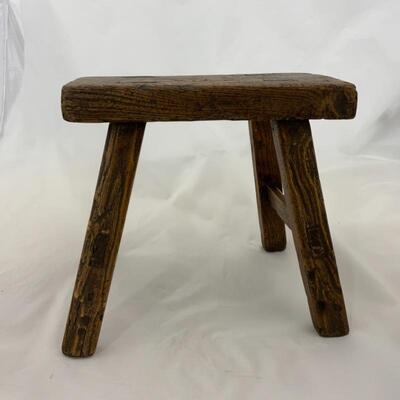 -121- Primitive Style Small Rectangular Stool | 8.5â€ tall