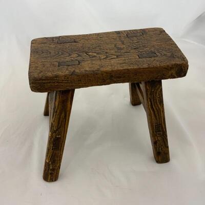 -121- Primitive Style Small Rectangular Stool | 8.5â€ tall