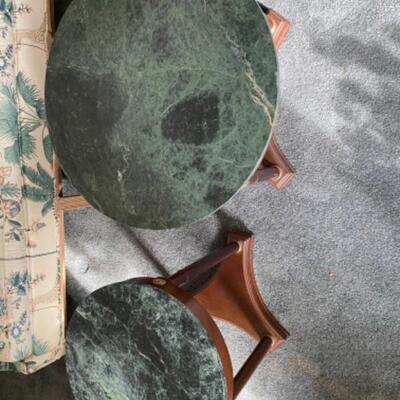 102 Pair of Bombay Marble Top Coffee and End Table 