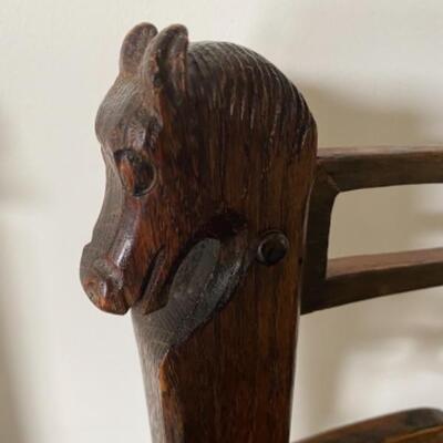 109 Pair of Romweber Viking Oak Horse Head Chair 