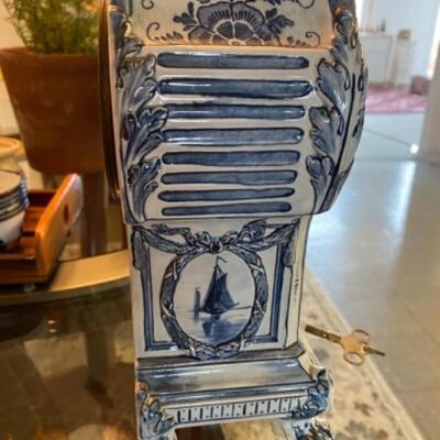 113 Antique Royal Bonn Blue and White Delft Clock 