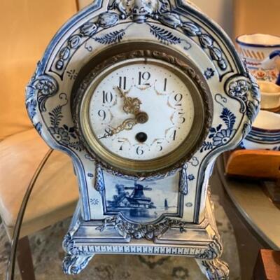 113 Antique Royal Bonn Blue and White Delft Clock 