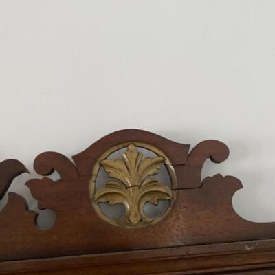 116 Antique Three Paneled Beveled Mirror with carved frame 