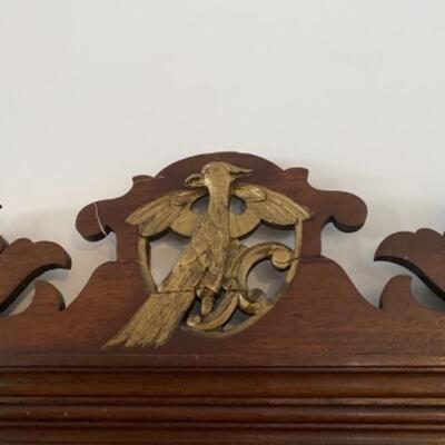 116 Antique Three Paneled Beveled Mirror with carved frame 