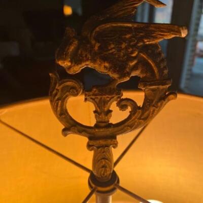 122 Antique Arts and Crafts Wrought Iron Floor Lamp 