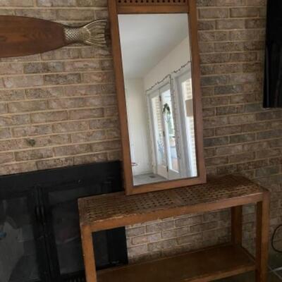 129 Mid Century Console Table with Matching Mirror 