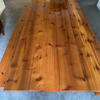 131 Handmade Red Cedar Dining Room Table with Benches Trestle Style 