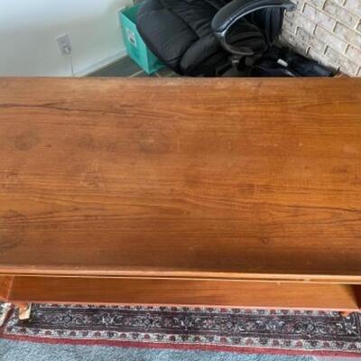 136 Mid Century Teak 6 Drawer Desk with Bookcase Front  