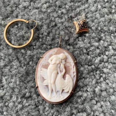 220 Cameo Pendant and Sorority Pin 