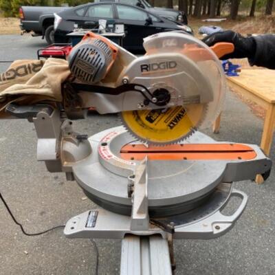 222 Rigid 12â€ Compound Sliding Mitre Saw with Stand 