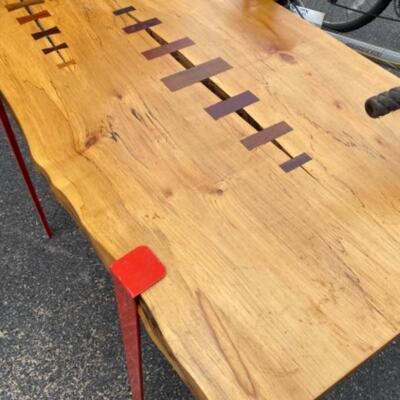229 Spalted Maple Table with Metal Legs 