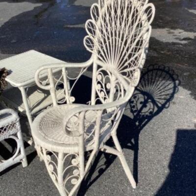 240 Victorian Style Wicker Armchair with Two Stands 
